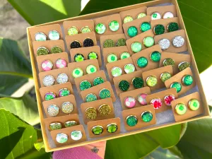 ☘️ BOX of St Patties Day Studs 35 Pairs