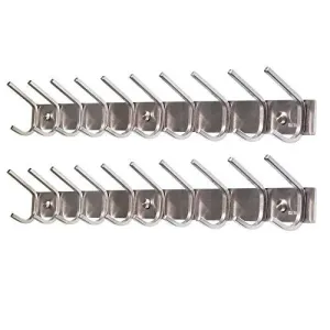 10 Hooks,Webi Heavy Duty Stainless Steel 304 Hook Rail Coat Rack With 10 Hooks, Satin Finish, Great Home Storage &Amp; Organization For Bedroom, Bathroom, Foyers, Hallways,2Packs