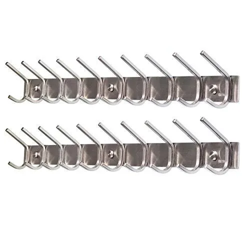 10 Hooks,Webi Heavy Duty Stainless Steel 304 Hook Rail Coat Rack With 10 Hooks, Satin Finish, Great Home Storage &Amp; Organization For Bedroom, Bathroom, Foyers, Hallways,2Packs