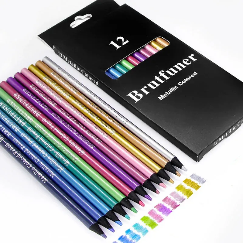 12 Colors Cute Metallic Colored Pencil