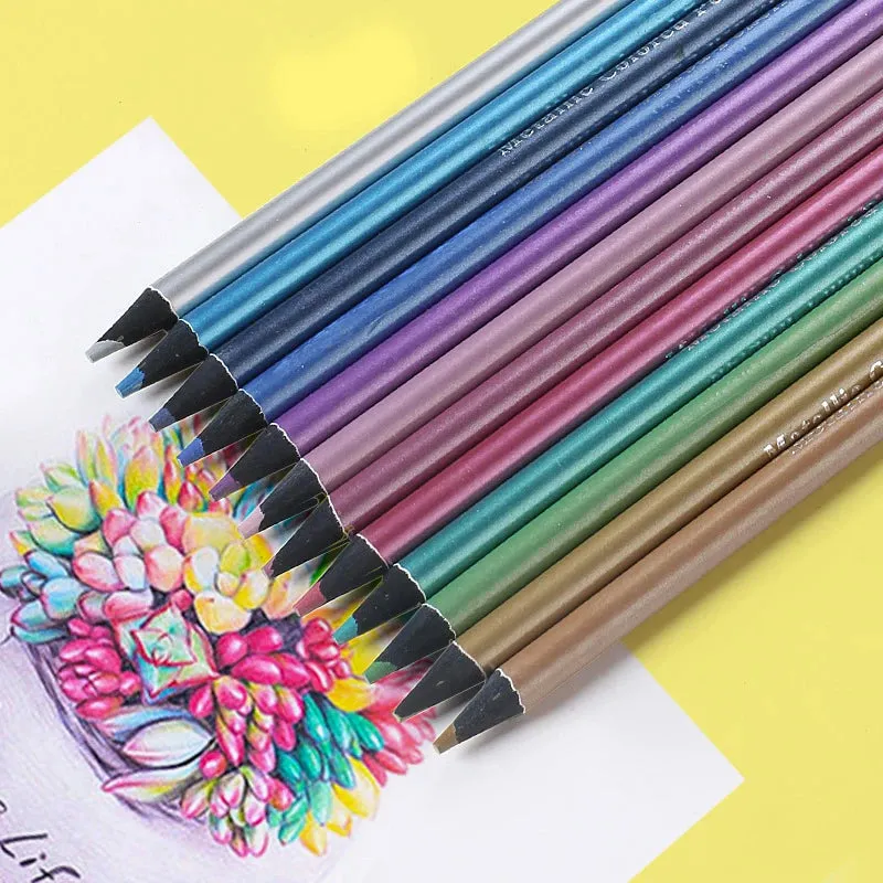 12 Colors Cute Metallic Colored Pencil