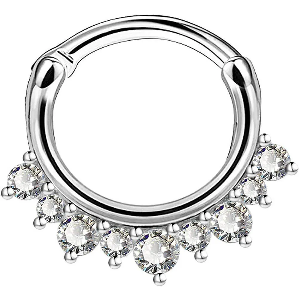 14G/16G CZ and Beads Stainless Steel Septum Ring
