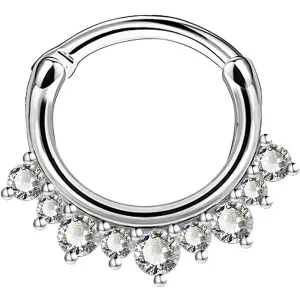 14G/16G CZ and Beads Stainless Steel Septum Ring