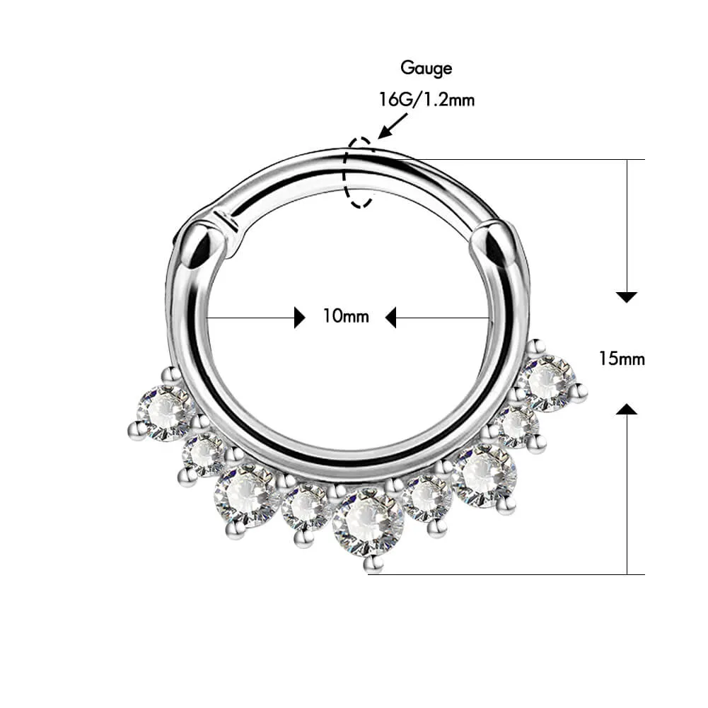 14G/16G CZ and Beads Stainless Steel Septum Ring