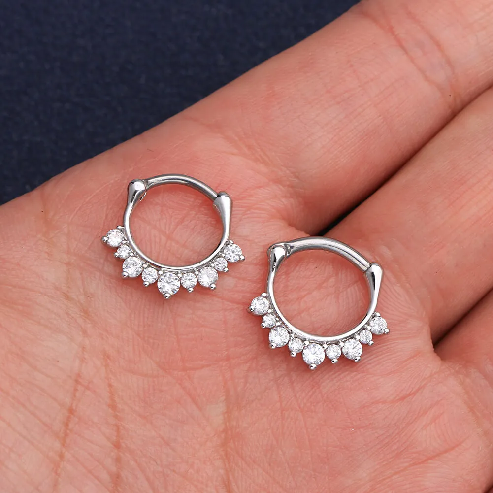 14G/16G CZ and Beads Stainless Steel Septum Ring