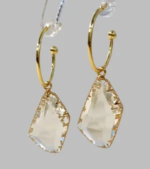 14k Gold Plated w/Crystal Charm Earrings