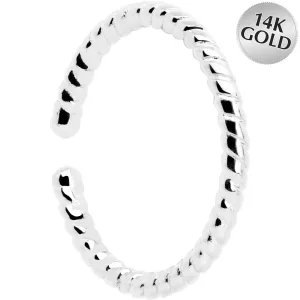 14k White Gold Bendable Nose Hoop 20 Gauge 5/16 Twisted