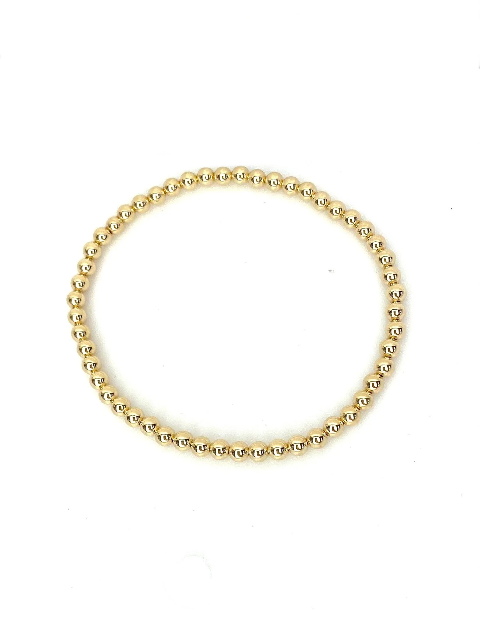 14KGF 7.5" 4.0mm Beaded Stretchy Bracelet, Sku#4014740E75L