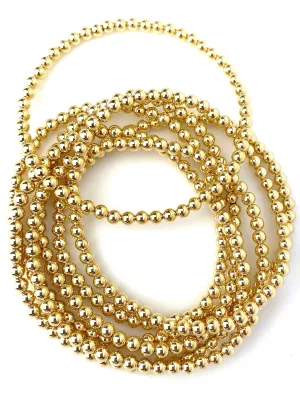 14KGF 7.5" 4.0mm Beaded Stretchy Bracelet, Sku#4014740E75L