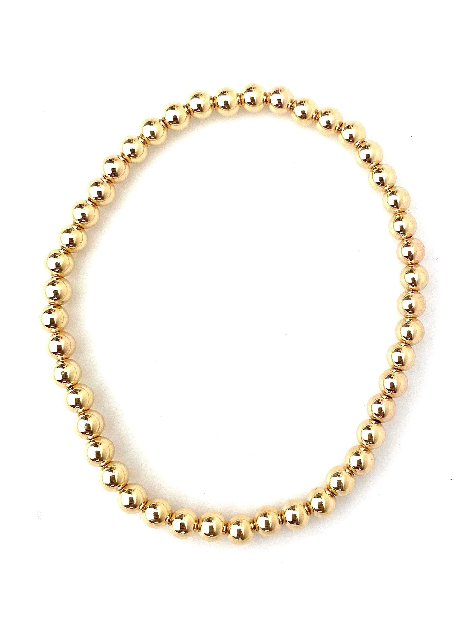 14KGF8.0" 5.0mm Beaded Stretchy Bracelet, Sku#4014750E80L