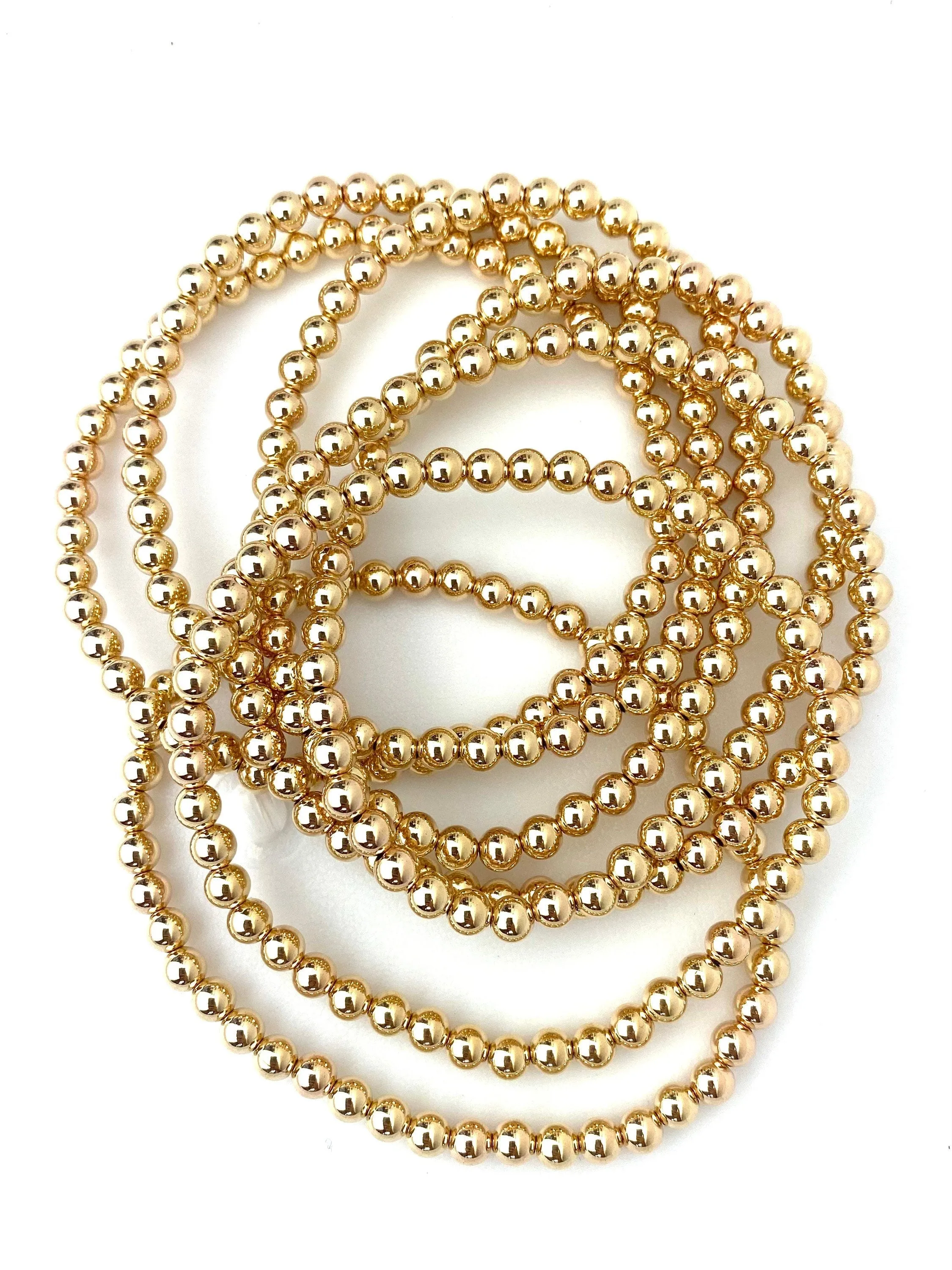 14KGF8.0" 5.0mm Beaded Stretchy Bracelet, Sku#4014750E80L