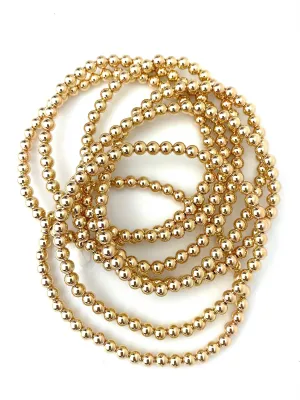 14KGF8.0" 5.0mm Beaded Stretchy Bracelet, Sku#4014750E80L