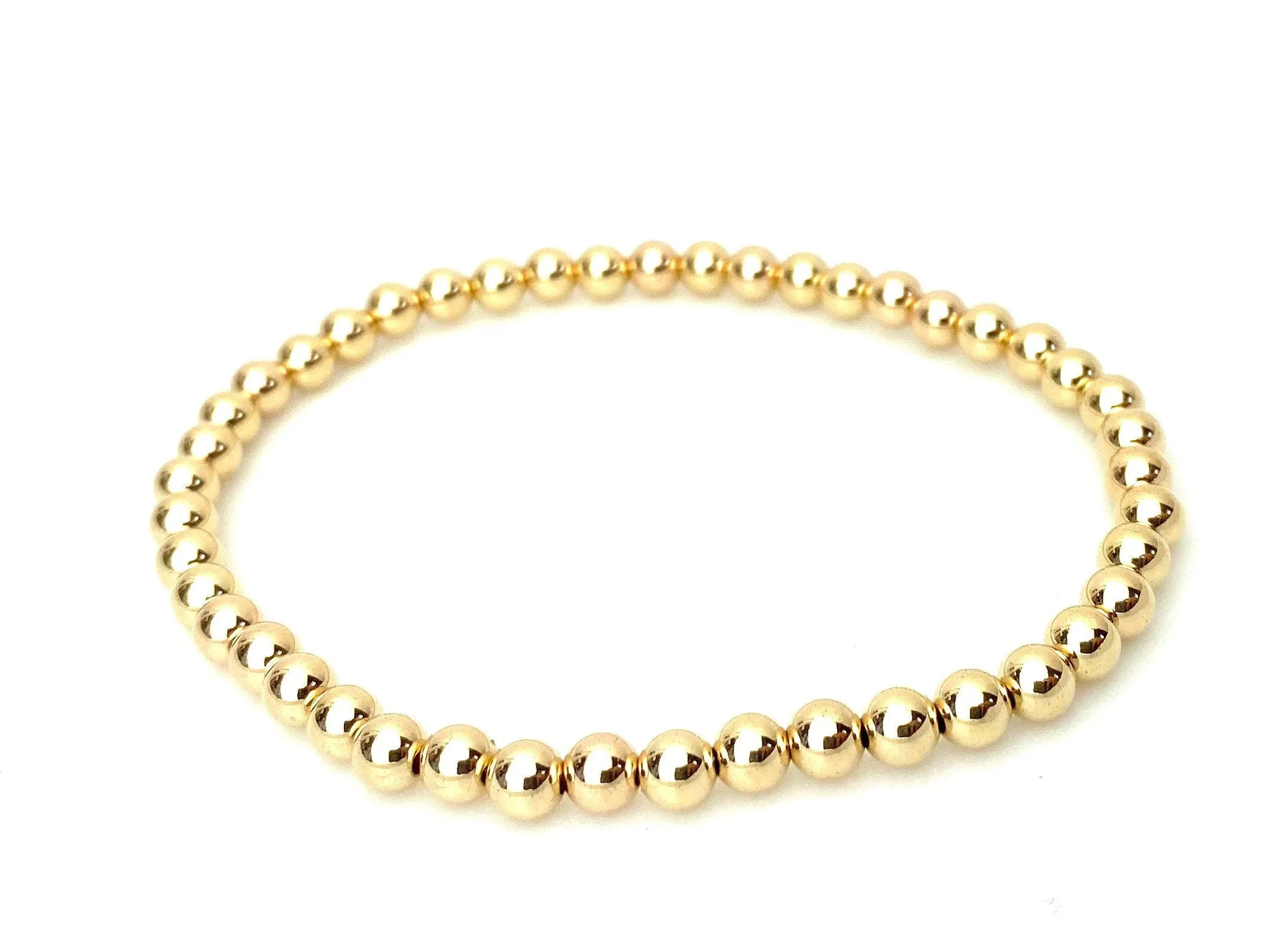 14KGF8.0" 5.0mm Beaded Stretchy Bracelet, Sku#4014750E80L