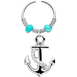 16 Gauge 1/4 Nautical Anchor Dangle Circular Hoop