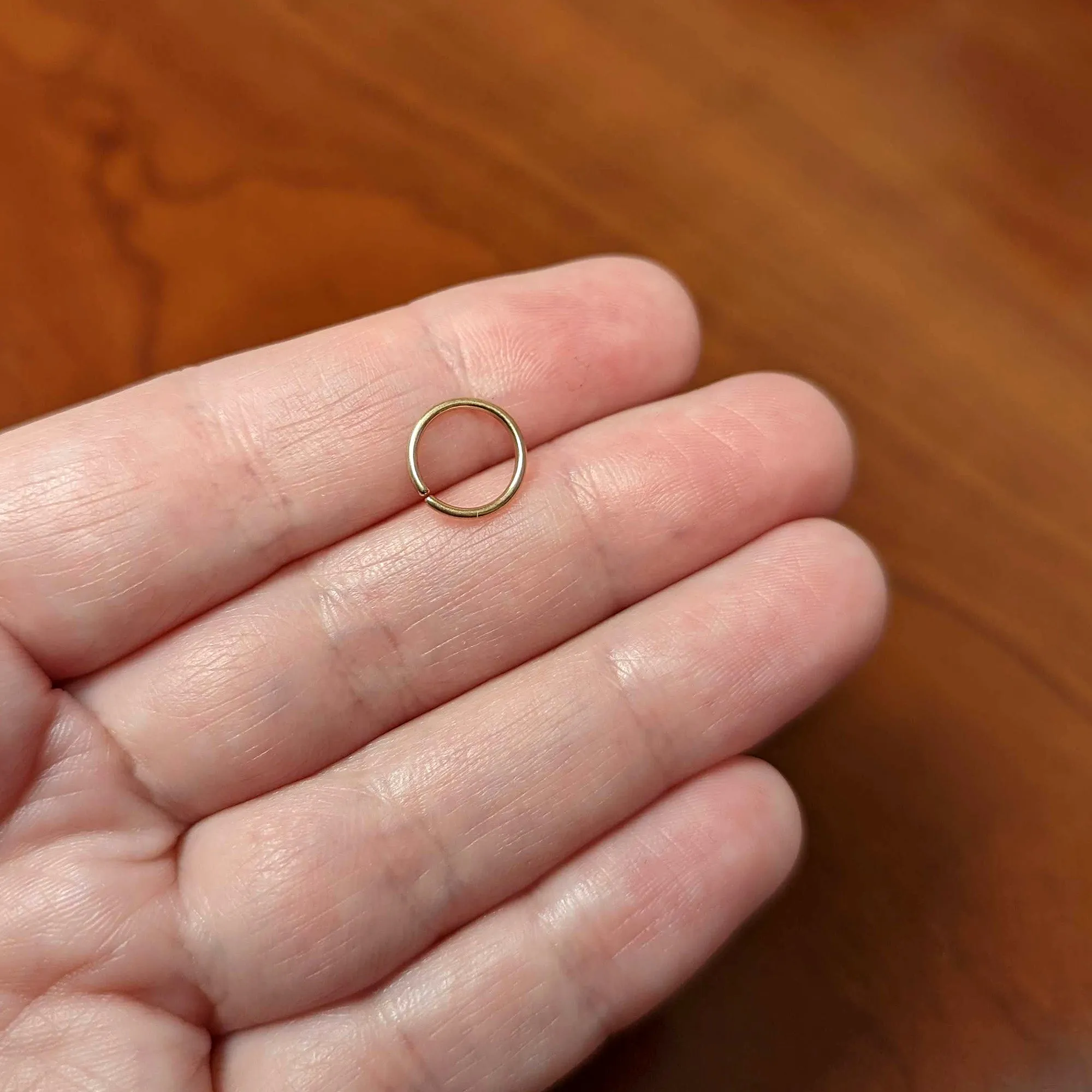 18 Gauge 3/8 Rose Gold Tone PVD Grade 23 Titanium Bendable Hoop Ring