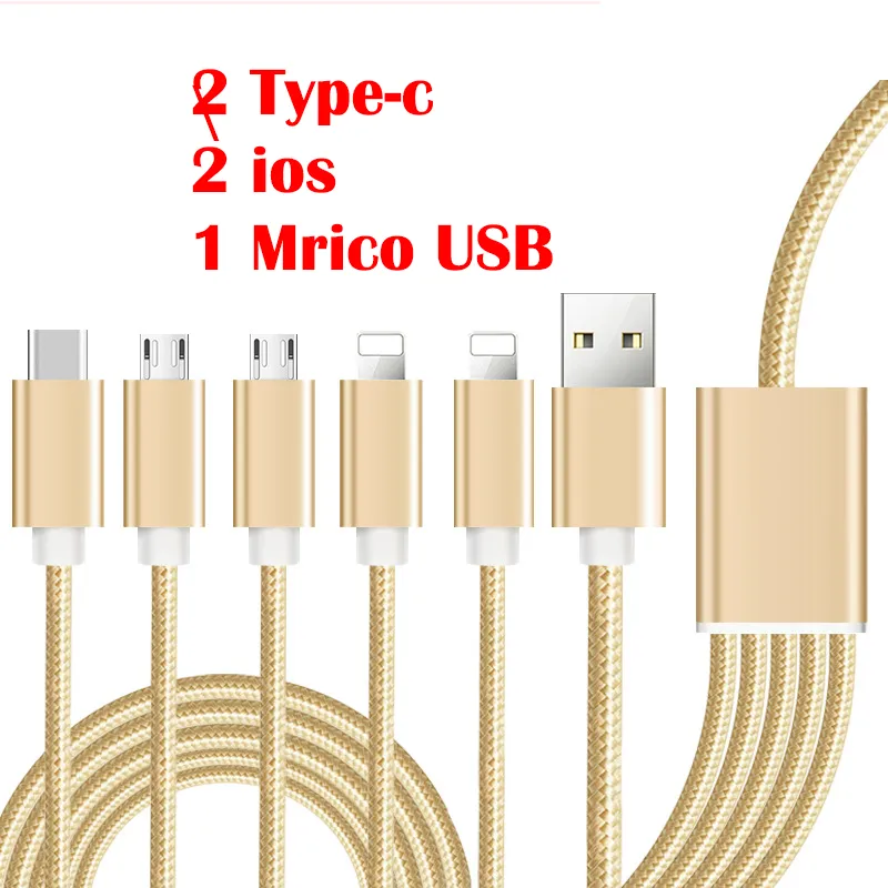 2 meters PD100W 5 in 1 Fast Charging Phone Charger for Android Phone iPhone