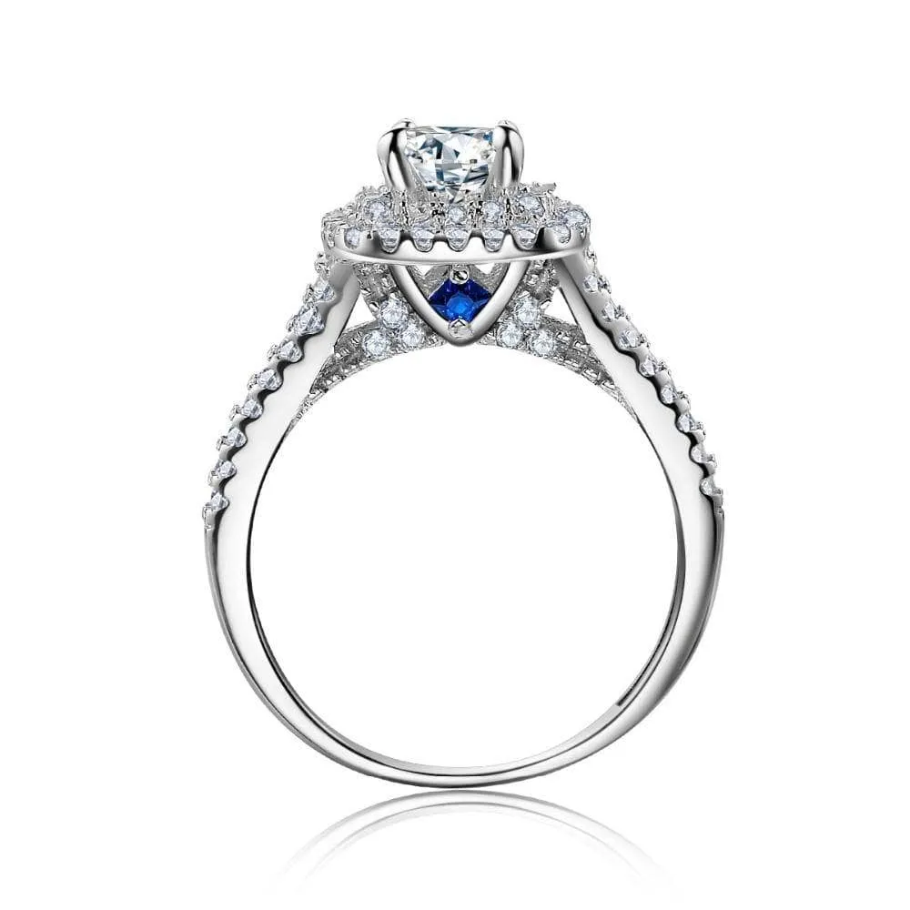 2PC Victorian Style Blue Side Stones Ring