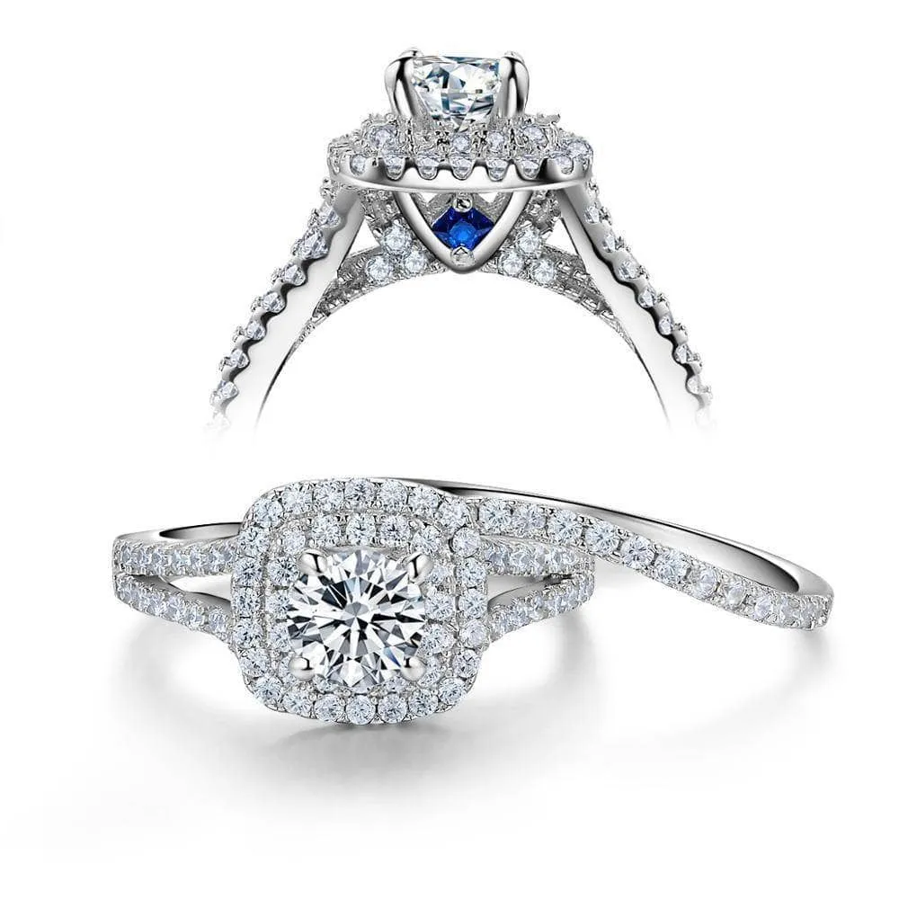 2PC Victorian Style Blue Side Stones Ring