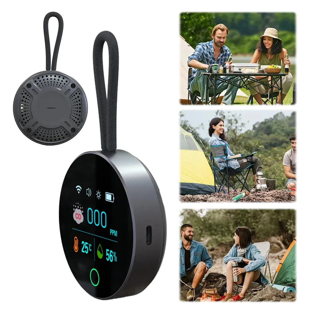 3 In 1 CO Air Quality Monitor 1000mAh CO Detector Alarm Temp Humidity Sensor CO Temperature Humidity Detector for Indoor Outdoor