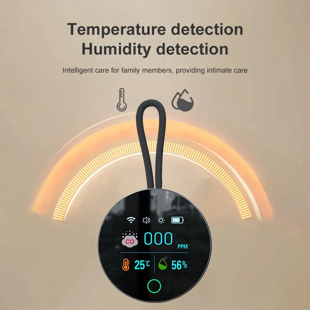 3 In 1 CO Air Quality Monitor 1000mAh CO Detector Alarm Temp Humidity Sensor CO Temperature Humidity Detector for Indoor Outdoor
