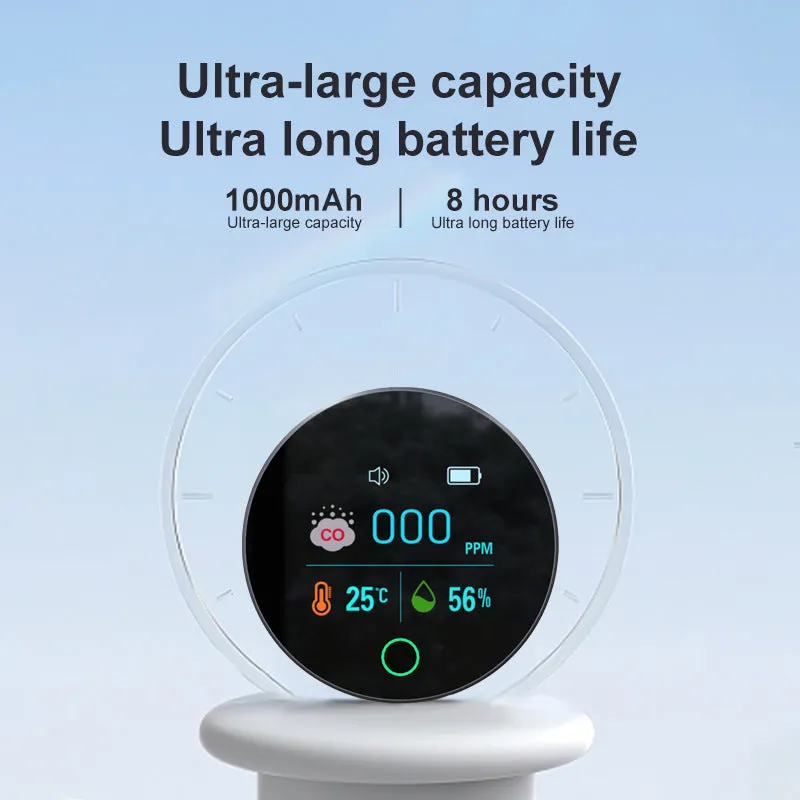 3 In 1 CO Air Quality Monitor 1000mAh CO Detector Alarm Temp Humidity Sensor CO Temperature Humidity Detector for Indoor Outdoor