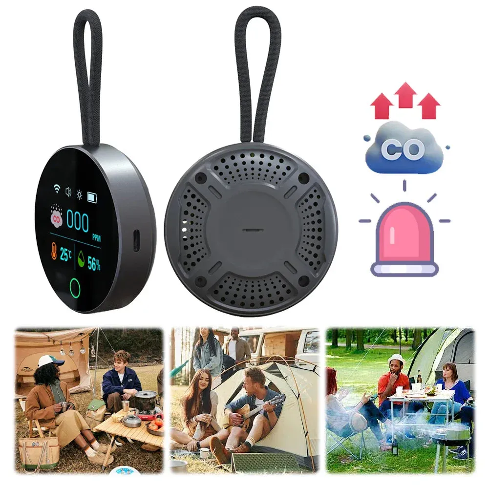 3 In 1 CO Air Quality Monitor 1000mAh CO Detector Alarm Temp Humidity Sensor CO Temperature Humidity Detector for Indoor Outdoor