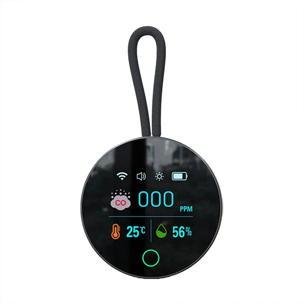 3 In 1 CO Air Quality Monitor 1000mAh CO Detector Alarm Temp Humidity Sensor CO Temperature Humidity Detector for Indoor Outdoor