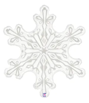 38" Clear & White Snowflake Shaped Balloon