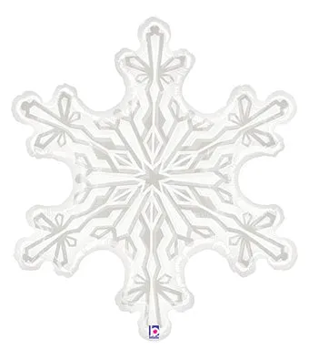 38" Clear & White Snowflake Shaped Balloon