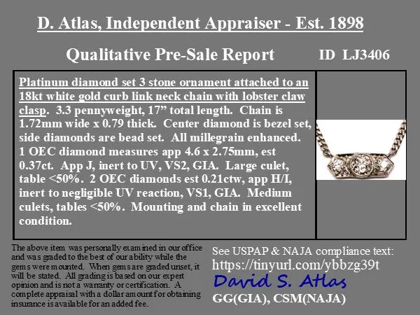 .58ctw Old European Cut Diamond Bar Conversion Pendant