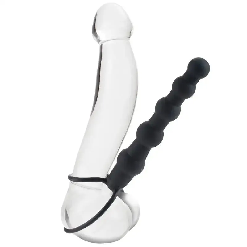 6-inch Colt Silicone Black Bendable Strap on Dildo and Anal Beads