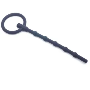 6 Inch Silicone Black Bendable Cum Thru Penis Plug with Ring
