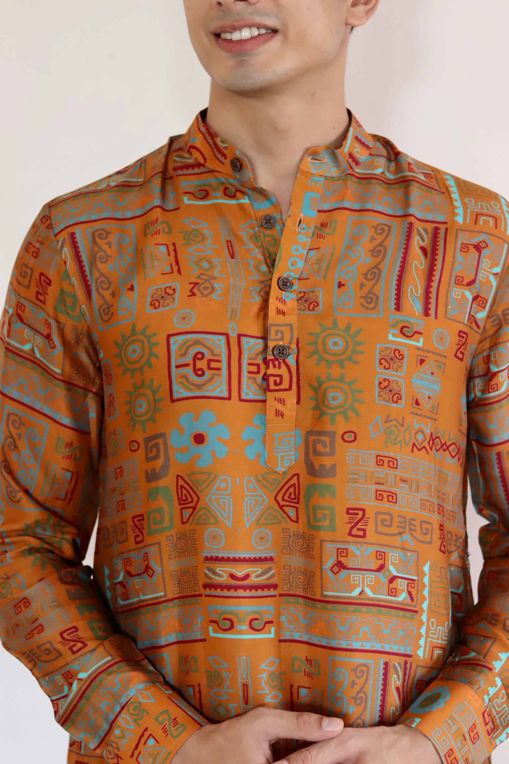 Abstract Earthy Brown Ganganagery Kurta