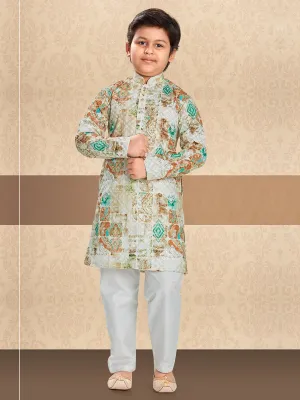Abstract Printed Kurta Set in Earthy Tones