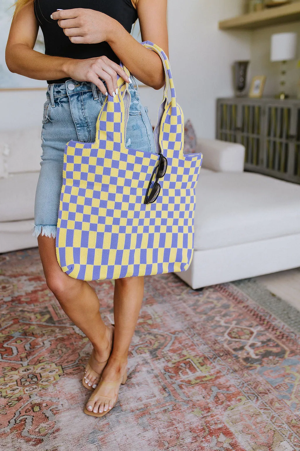 Across The Board Big Bag in Lilac & Yellow