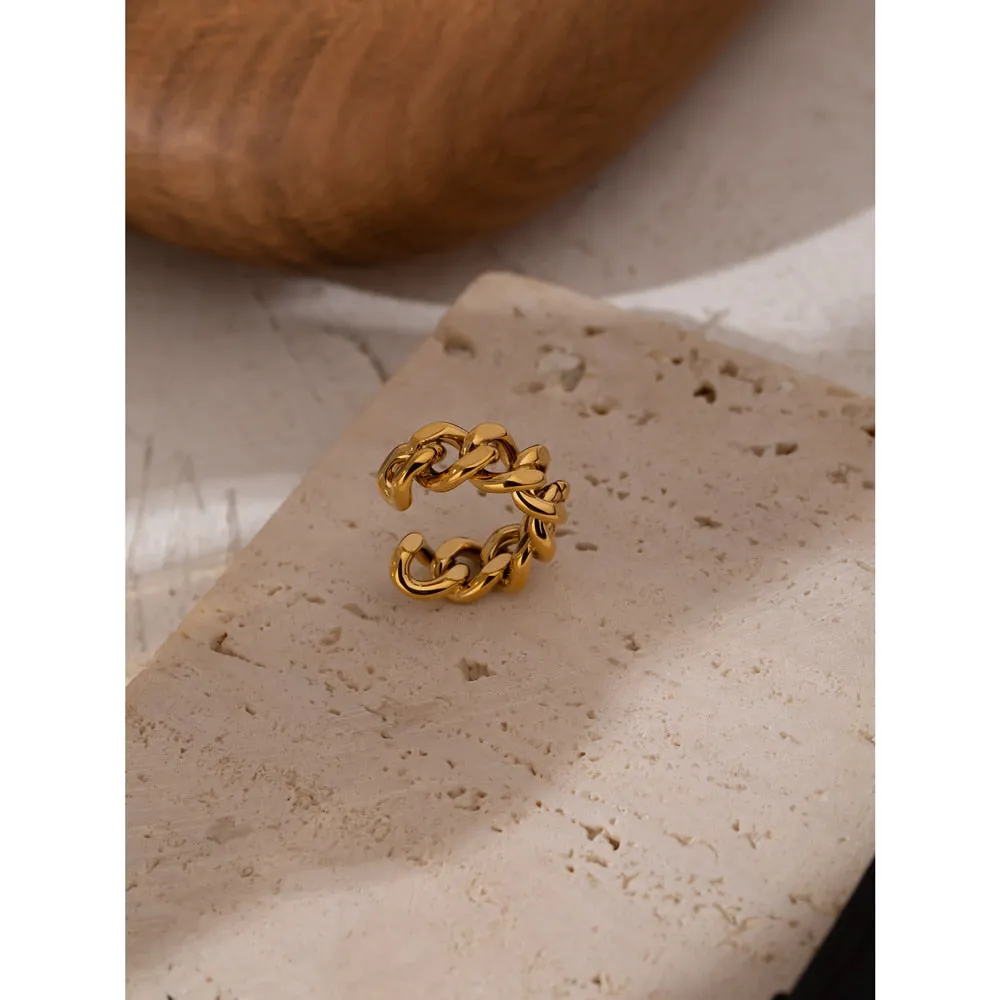 Adjustable Curb Link Chain Ring Gold