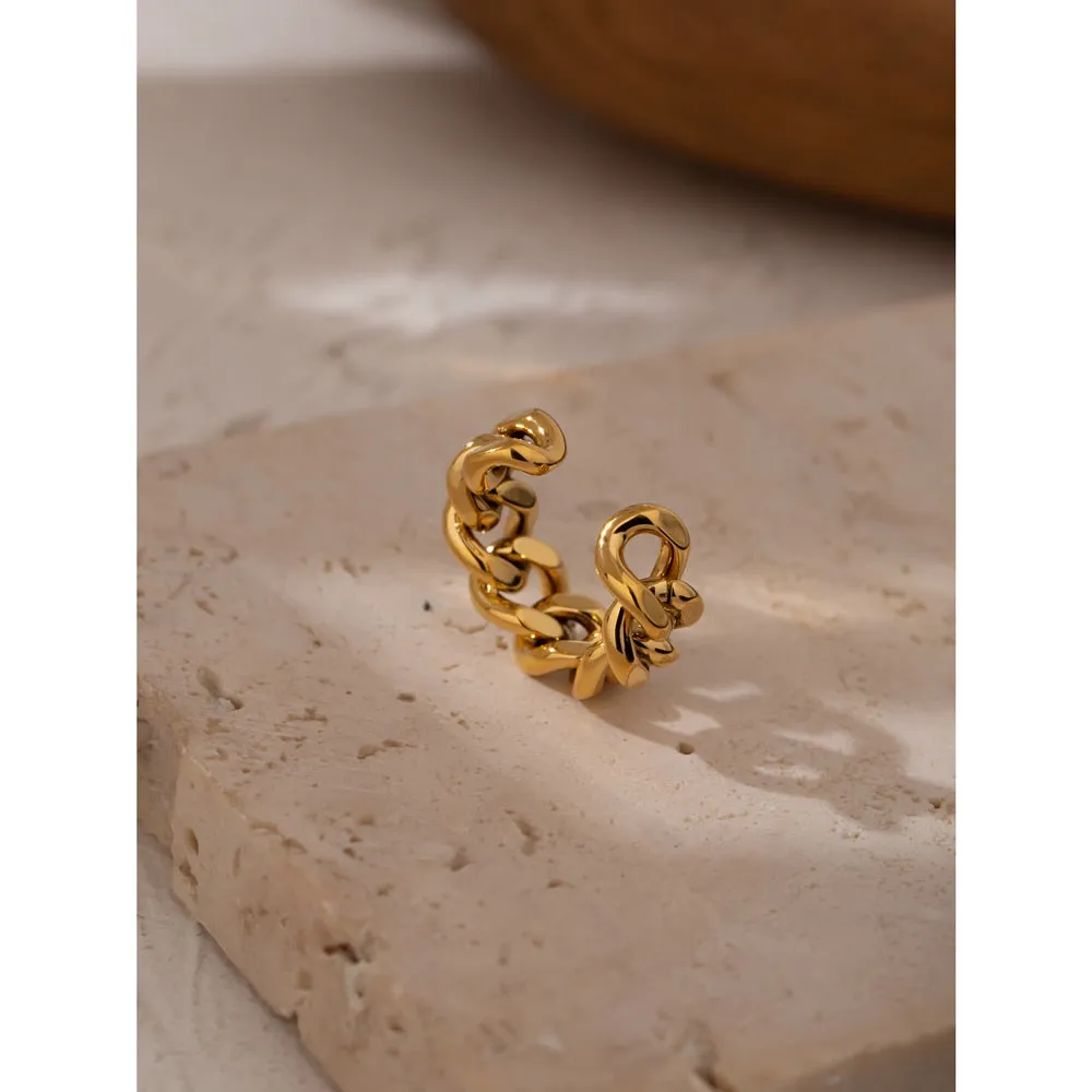 Adjustable Curb Link Chain Ring Gold