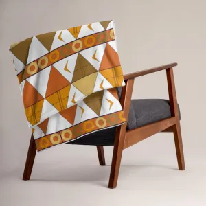 African Tribal Print Throw Blanket - Earthy/White
