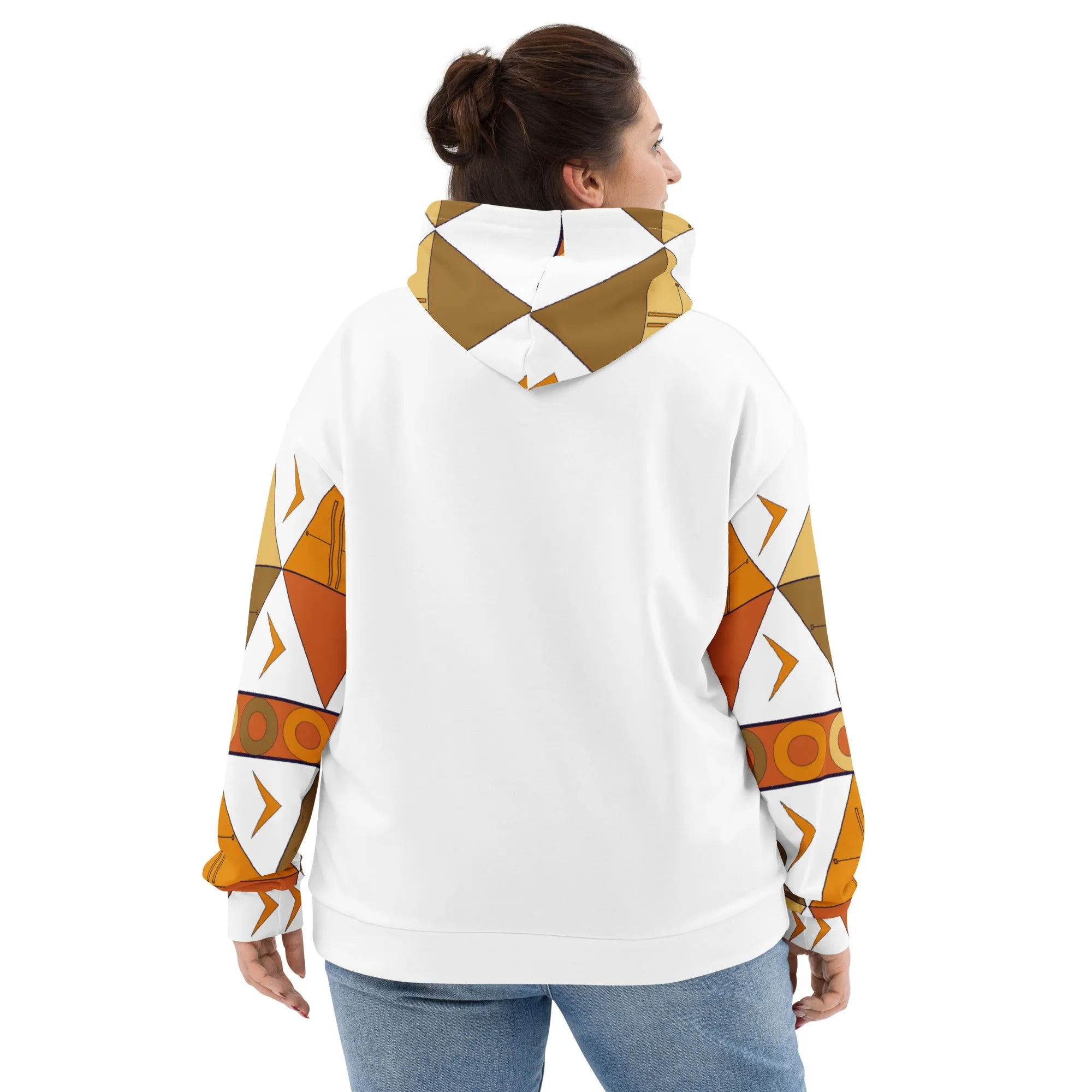 African Tribal Print Unisex Hoodie - Earthy/White