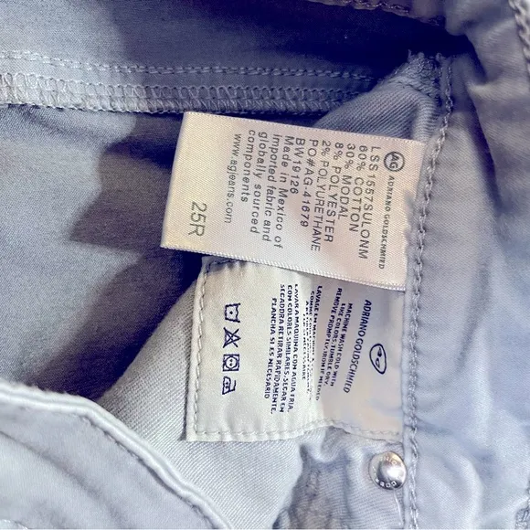 AG Cigarette Crop Sz. 25R Jeans Lightweight Stretchy Blue-Grey.