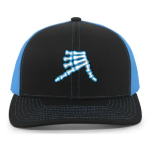 AkS Bones Snap-Back Trucker hat in Black & Neon Blue