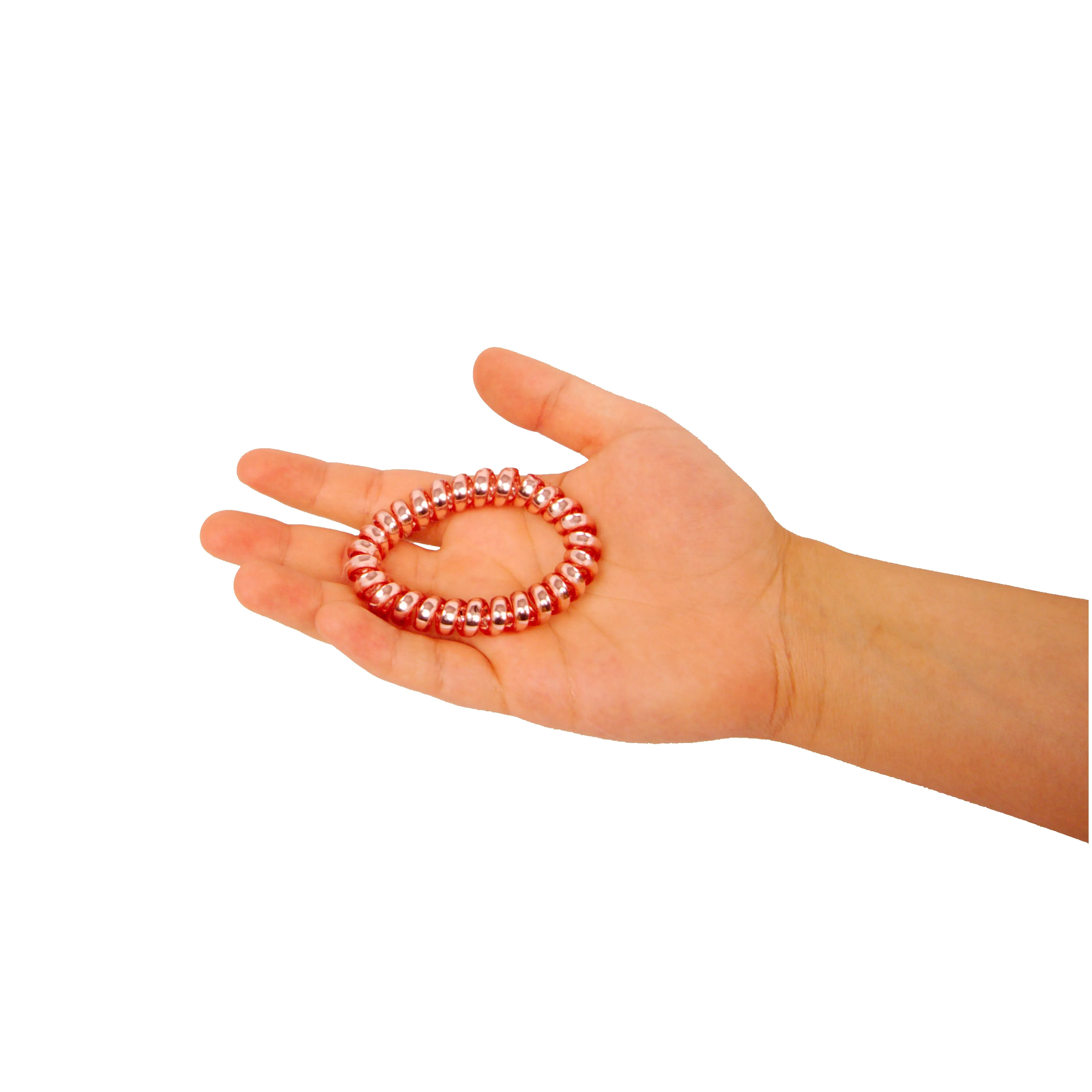 Amelia Beauty Products 8 Medium Smooth Elastic Hair Coils, 2.25in Diameter Spiral Hair Ties, Gentle on Hair, Strong Hold and Minimizes Dents and Creases, Pink