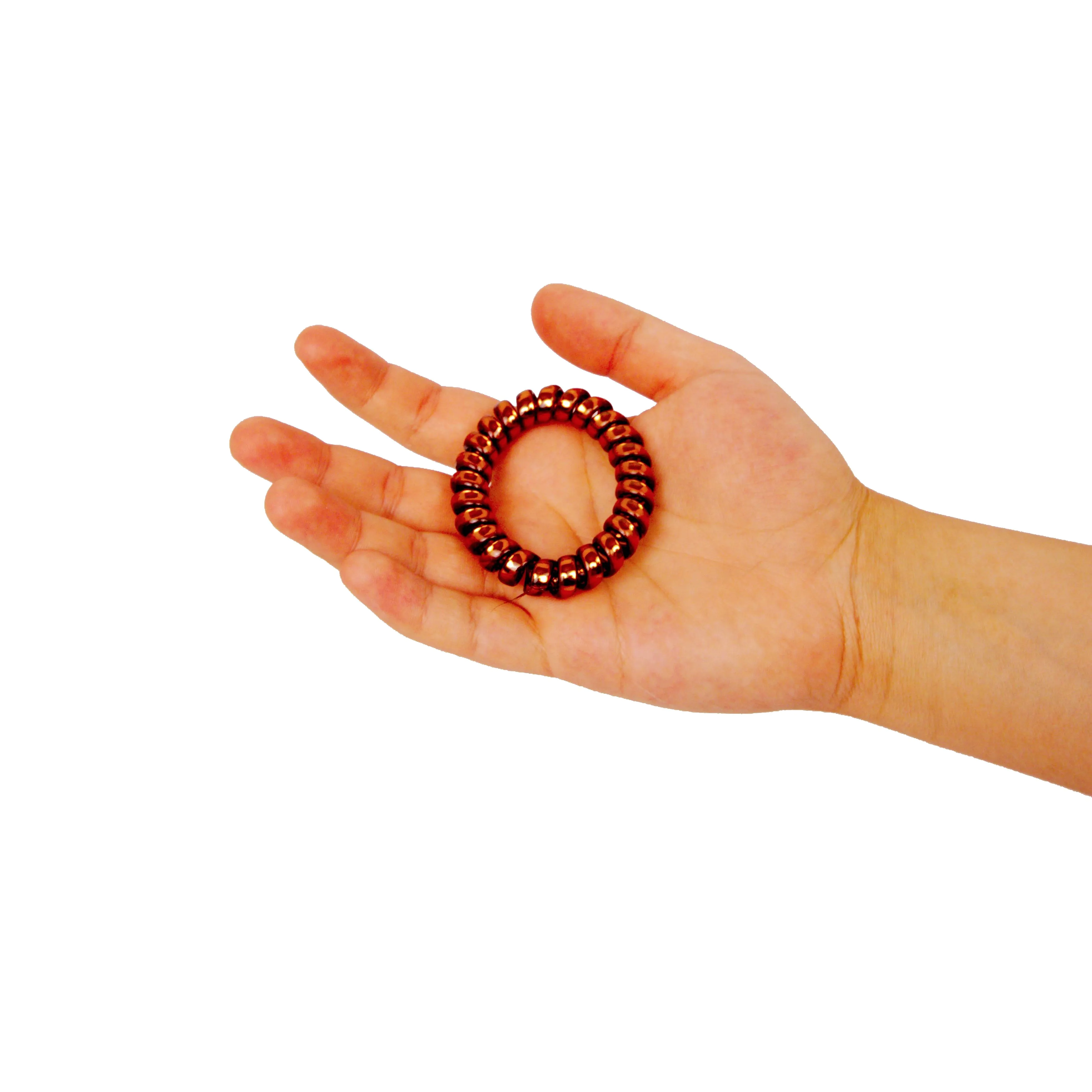 Amelia Beauty Products 8 Medium Smooth Elastic Hair Coils, 2.25in Diameter Spiral Hair Ties, Gentle on Hair, Strong Hold and Minimizes Dents and Creases, Sparkly Red and Green Mix