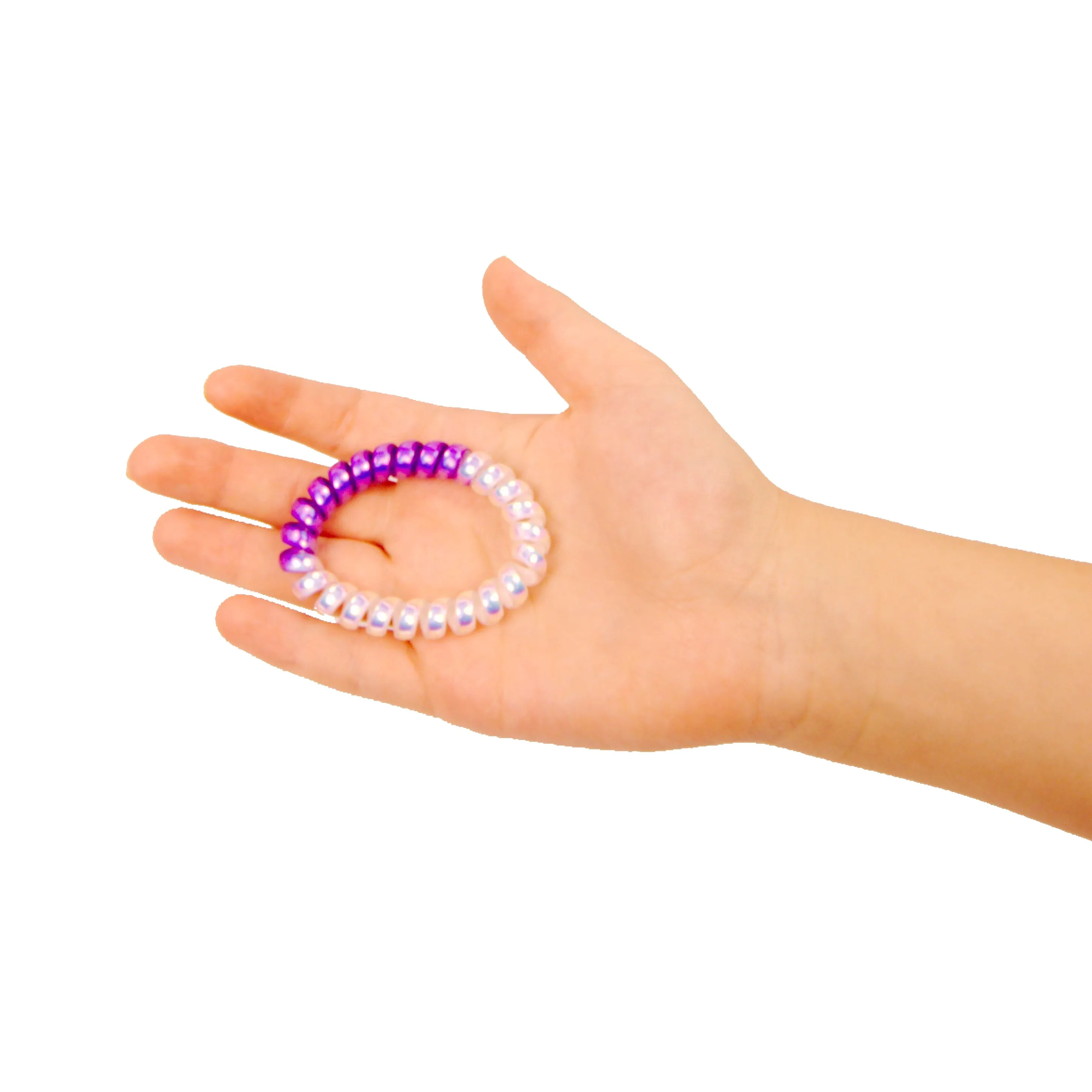 Amelia Beauty Products 8 Medium Smooth Elastic Mutli-Colored Hair Coils, 2.25in Diameter Spiral Hair Ties, Gentle Yet Strong Hold and Minimizes Dents, Purple/Silver