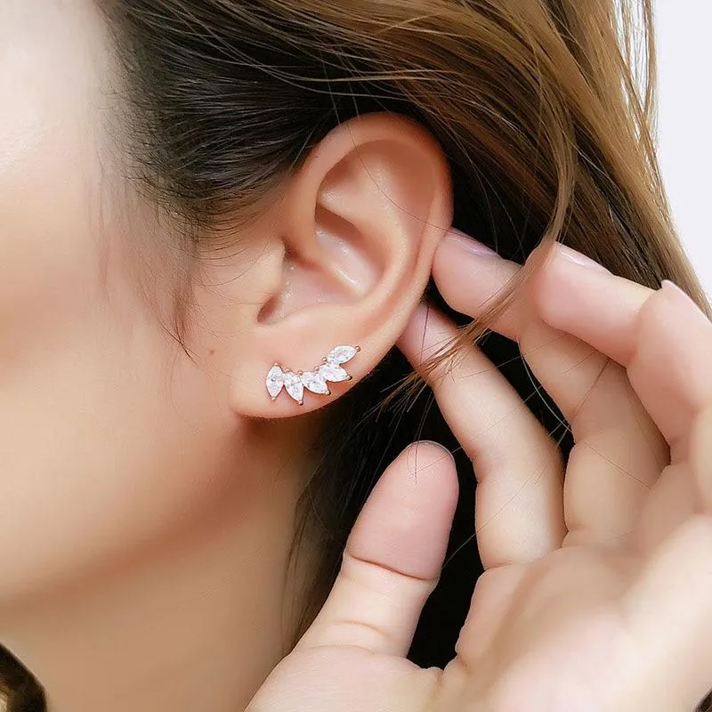 Angel Wing Earrings with Crystals Silver or Gold