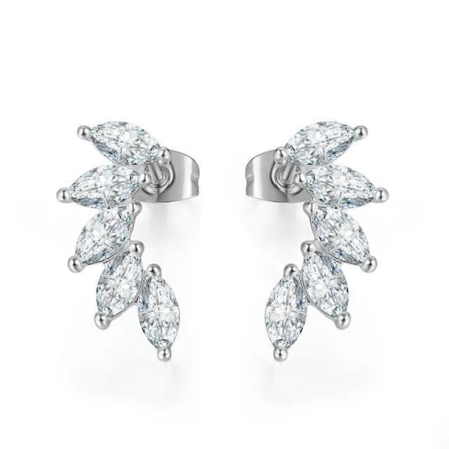 Angel Wing Earrings with Crystals Silver or Gold