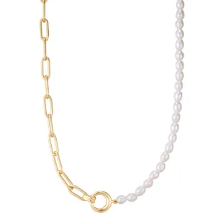 Ania Haie Pearl Chunky Link Gold Necklace