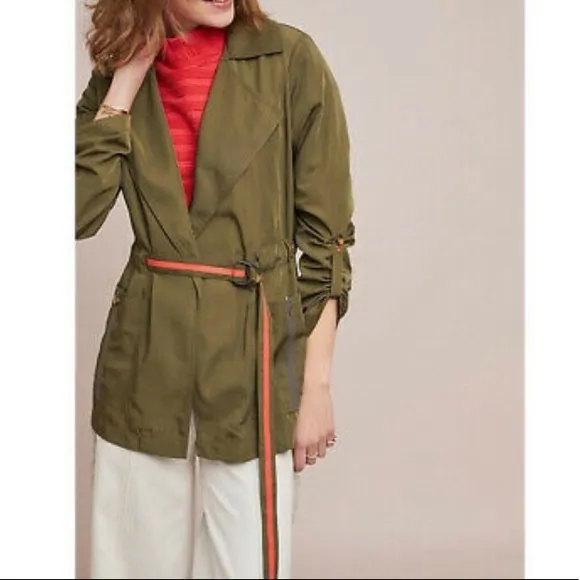 Anthropologie Gisborne Obi Trench Anorak Olive Green Jacket XS