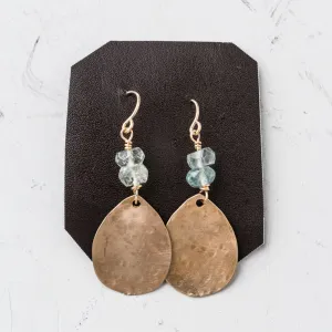 Aquamarine and Bronze Teardrop Earrings