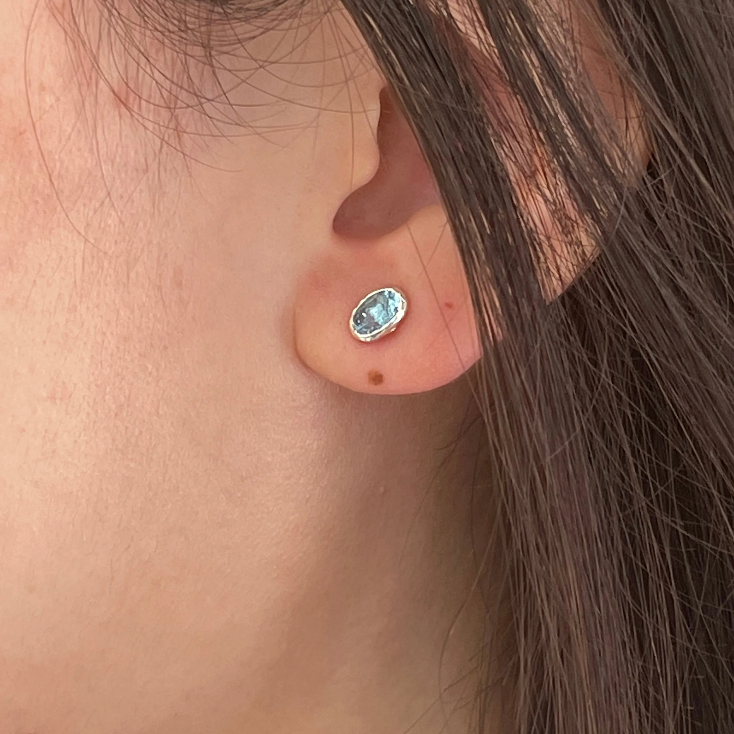 Aquamarine Silver Studs